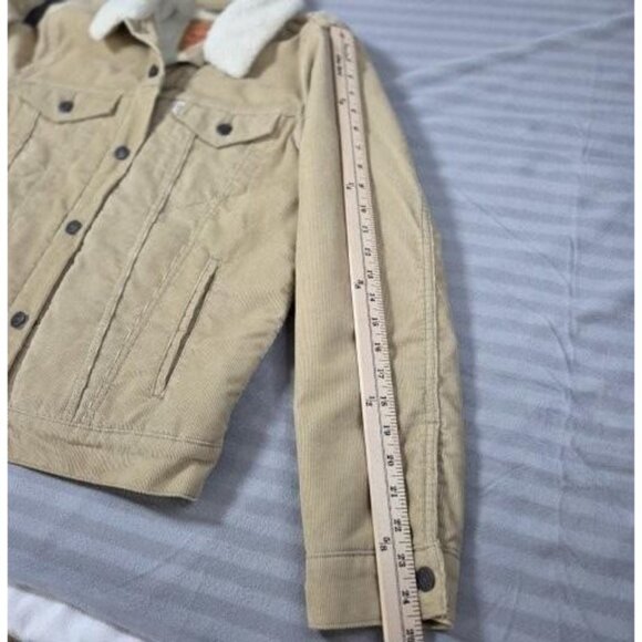 Levis Jacket Mens Medium Tan Corduroy Sherpa Lined Trucker Coat Casual - Picture 10 of 14